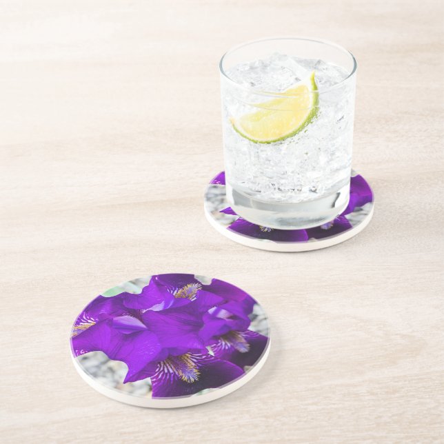 Beautiful purple iris coaster (Side)