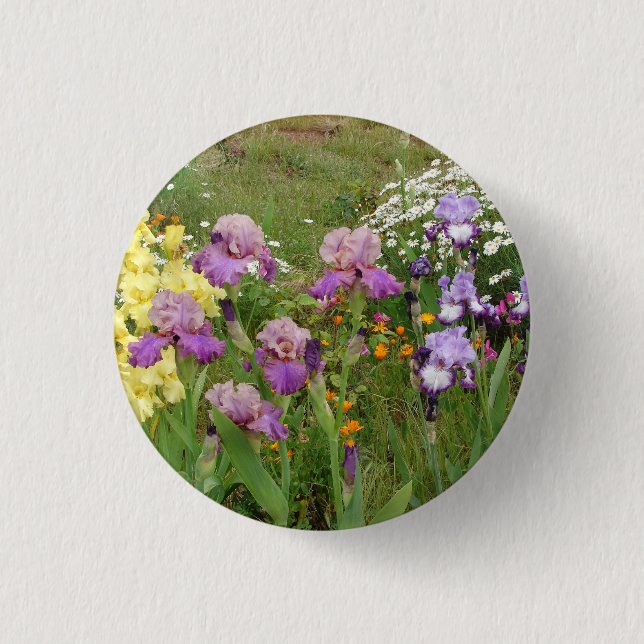 Beautiful Purple Iris Flower floral Photo 3 Cm Round Badge (Front)