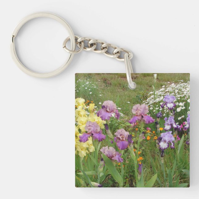 Beautiful Purple Iris Flower floral Photo Key Ring (Front)
