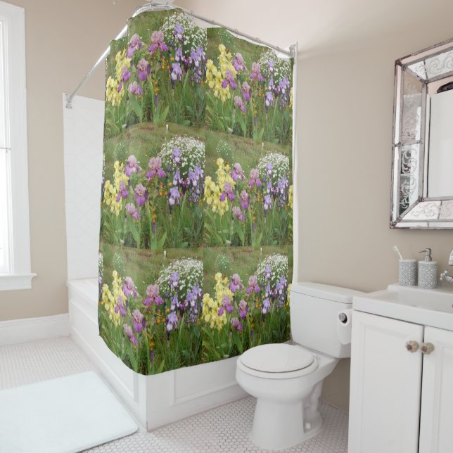 Beautiful Purple Iris Flower floral Photo Shower Curtain (In Situ)