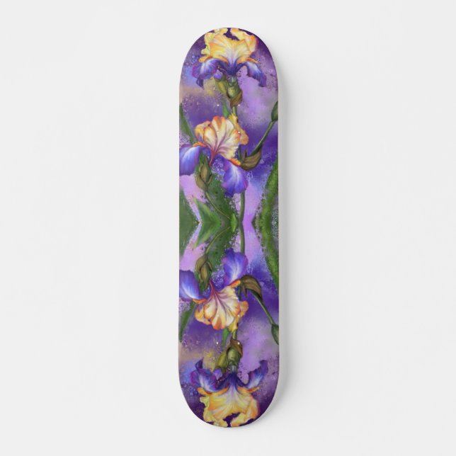 Beautiful Purple Iris Flower Skateboard (Front)