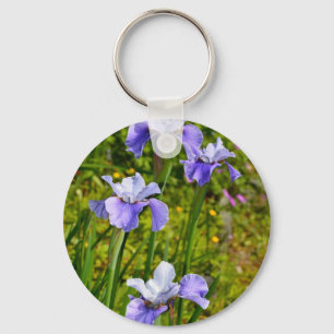 Beautiful purple iris flowers key ring
