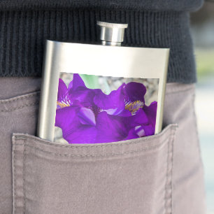 Beautiful purple iris hip flask