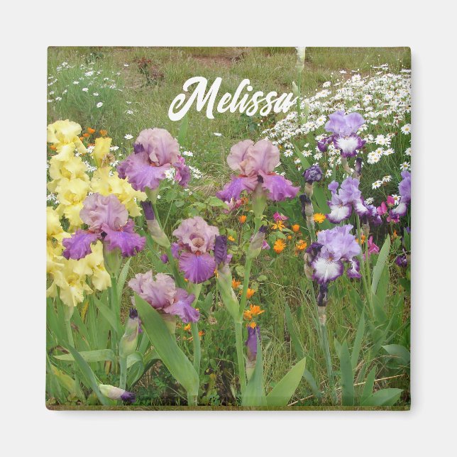Beautiful Purple Iris Irises flower floral Garden Magnet (Front)