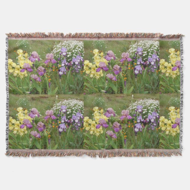 Beautiful Purple Iris Irises flower floral Garden Throw Blanket (Front)