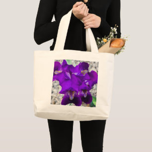 Beautiful purple iris large tote bag