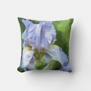 Beautiful Purple Iris Painted Throw Pillow