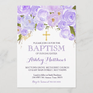 Beautiful Purple Lavender BAPTISM Invitation