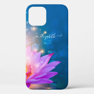 Beautiful Purple Lotus Flower,Lake, Blue,Zen iPhone 12 Case