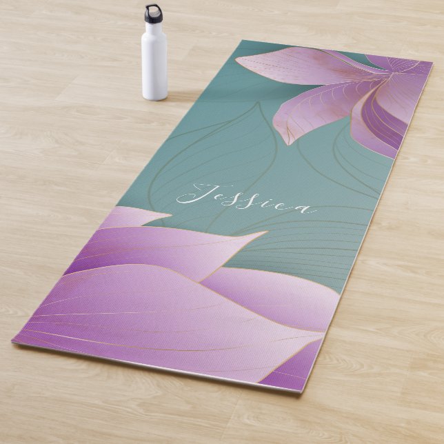 Beautiful purple lotus flowers Personalised Yoga M Yoga Mat (In Situ)