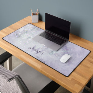 Beautiful Purple Marble and Glitter Monogrammed Desk Mat