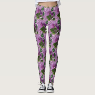 Beautiful Purple Mauve Lilace Flowers Leggings