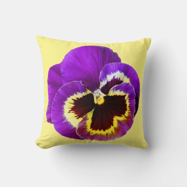 Beautiful purple pansy cushion (Front)