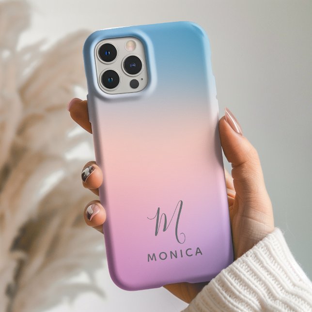 Beautiful Purple Peach Blue Gradient Personalised  Case-Mate iPhone Case (Creator Uploaded)