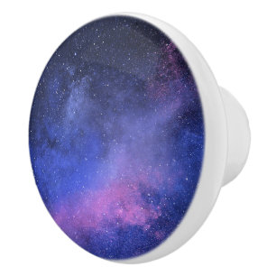 Beautiful Purple Pink Black Orange Space Universe Ceramic Knob