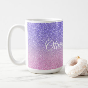Beautiful Purple Pink Glitter Ombre Coffee Mug