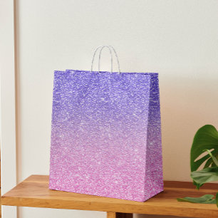 Beautiful Purple Pink Glitter Ombre Medium Gift Bag