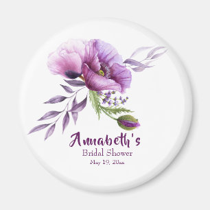 Beautiful Purple Poppies Bridal Shower Magnet