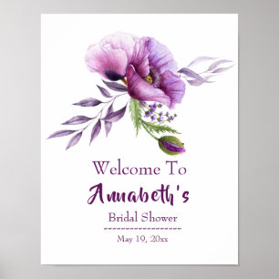Beautiful Purple Poppies Bridal Shower Poster