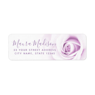 Beautiful purple rose flower floral return address label