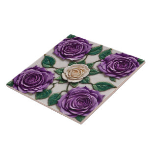 Beautiful Purple Roses Modern Collection Ceramic Tile