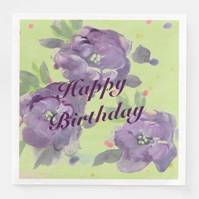 Beautiful purple roses with a tuch of pink napkin (Front)