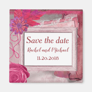 Beautiful Purple rustic save the date Magnet