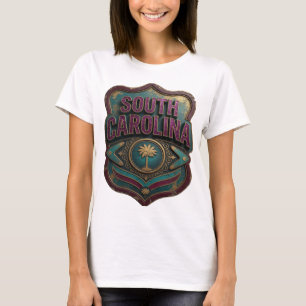 Beautiful Purple SOUTH CAROLINA 3D Text Art T-Shirt