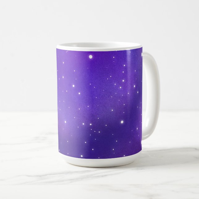 Beautiful Purple Starry Sky Galaxy Art Coffee Mug (Front Right)