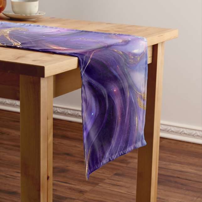 Beautiful Purple Swirling Seamless Pattern Short Table Runner (In Situ)