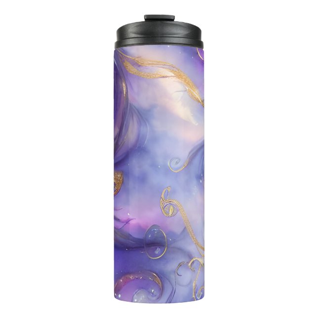 Beautiful Purple Swirling Seamless Pattern Thermal Tumbler (Front)