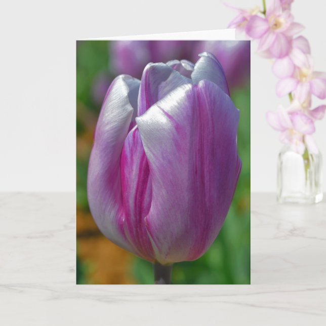 Beautiful Purple Tulip Flower Art Note Card (Orchid)