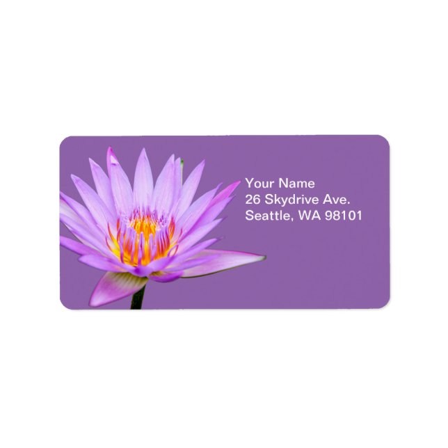 Beautiful Purple Water Lily Label (Front)