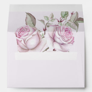 Beautiful Purple Watercolor Roses Wedding Envelope