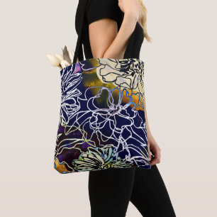 Beautiful Purple, white, blue yellow flower design Tote Bag
