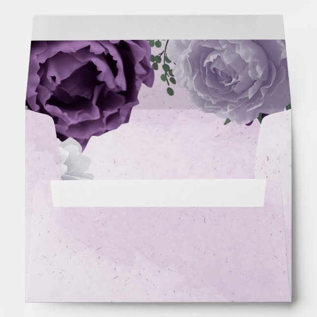 beautiful purple white flowers green leaves envelope (Back (Bottom))