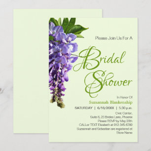 Beautiful Purple Wisteria Flowers Bridal Shower Invitation