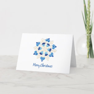 Beautiful Quilled Blue and White Snowflake Design Holiday Card