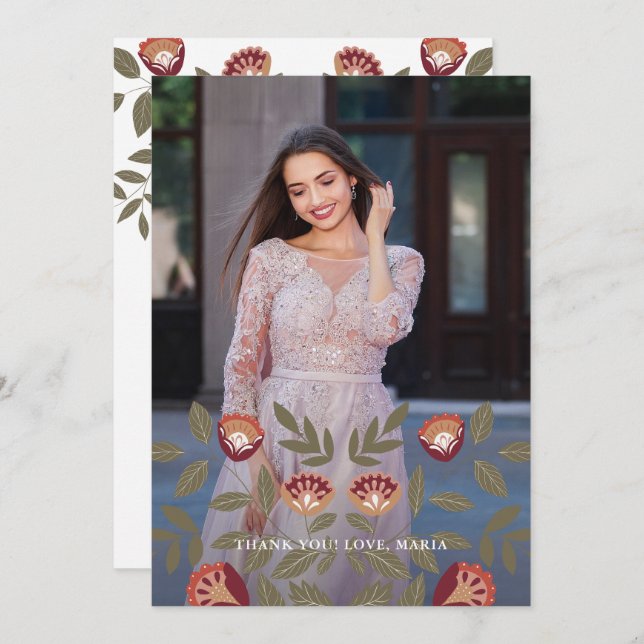 Beautiful Quinceanera Fiesta Thank You Photo Invitation (Front/Back)