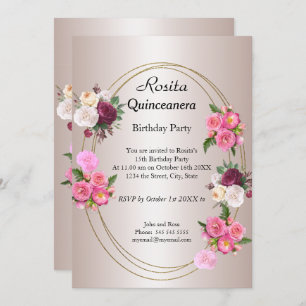 Beautiful Quinceanera Light Pink birthday party Invitation