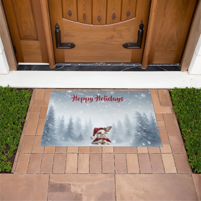 Beautiful Rabbit Christmas Doormat (Outdoor)