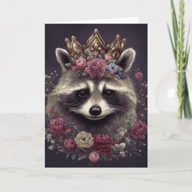 Beautiful Racoon in a Crown all occasions Card (Front)