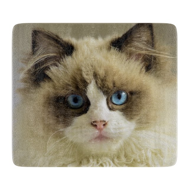 Beautiful Ragdoll Cat with Blue Eyes Cutting Board (Front)