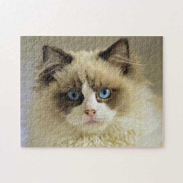 Beautiful Ragdoll Cat with Blue Eyes Jigsaw Puzzle (Horizontal)