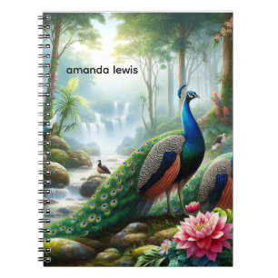 Beautiful Rain Forest with Peacock Personalized  Notebook
