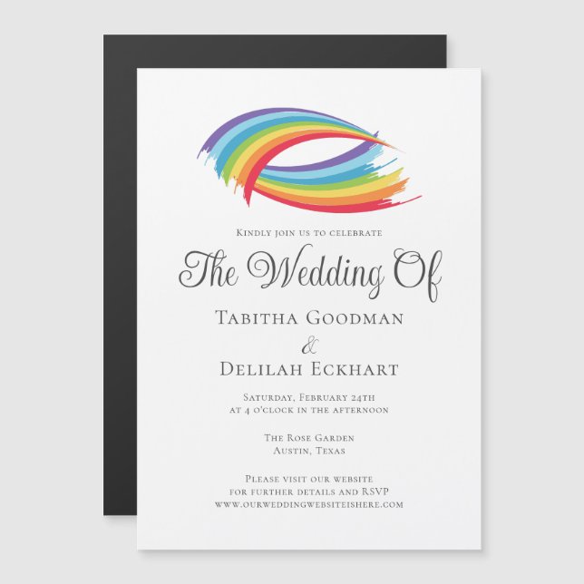Beautiful Rainbow Abstract LGBTQ Wedding Magnetic Invitation (Front/Back)