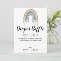 Beautiful Rainbow Baby Shower Diaper Raffle Card