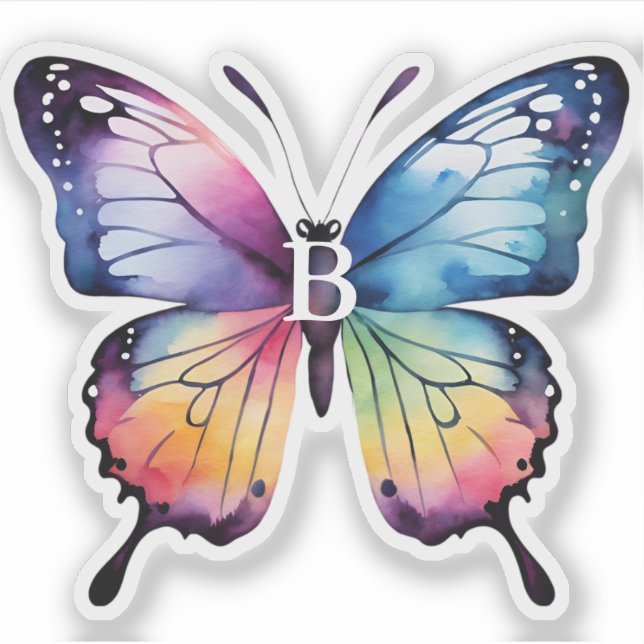 Beautiful Rainbow Butterfly Name Monogram (Front)