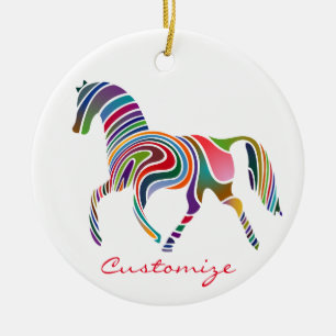 Beautiful Rainbow Color Horse Thunder_Cove Ceramic Ornament