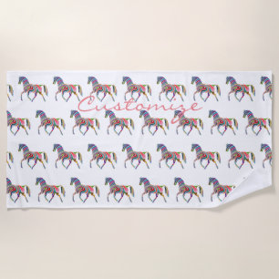 Beautiful Rainbow Colour Horse Thunder_Cove Beach Towel